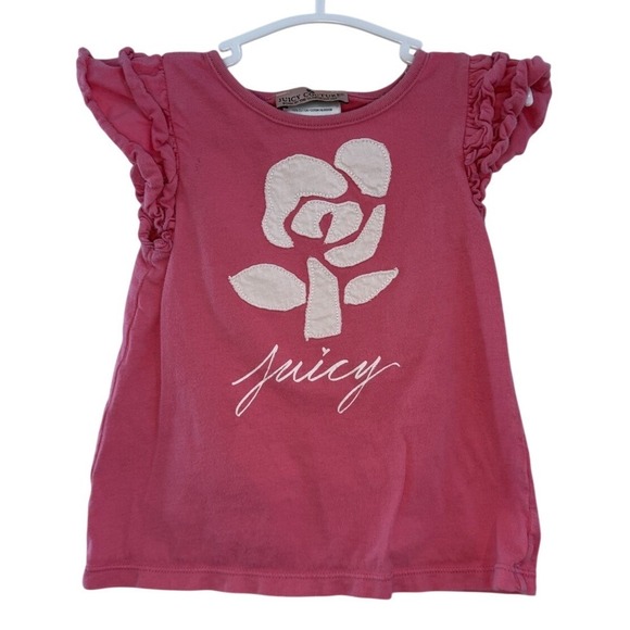 Juicy Couture Other - Juicy Couture Baby Girls Pink Rose‎ Ruffle Sleeve Tunic Top Shirt  12-18 Months